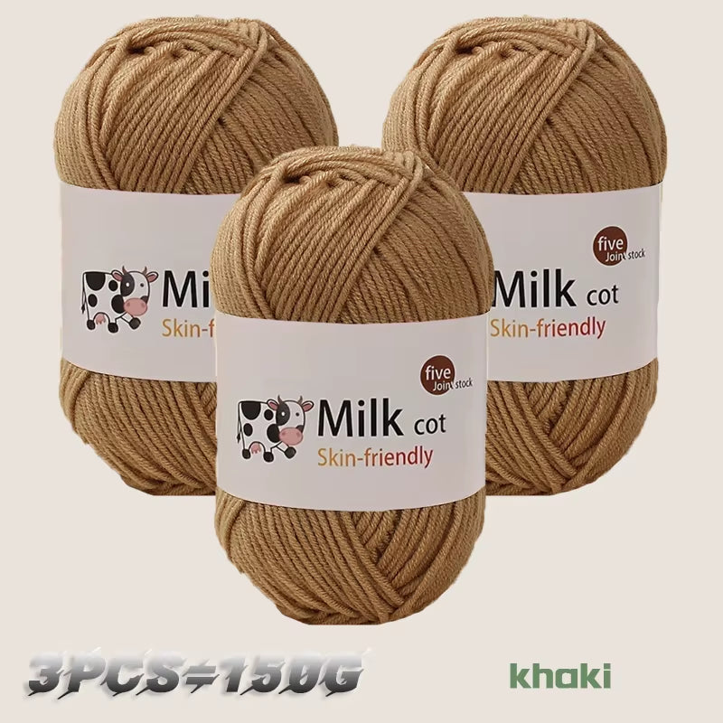150G Milk Yarn Handmade Medium Coarse DIY Weaving Yarn Ball for Knitting Sweaters, Hats, Scarves and Other Clothing