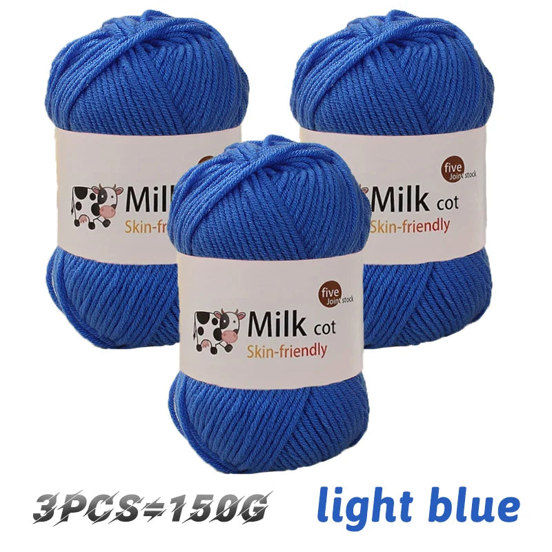 150G Milk Yarn Handmade Medium Coarse DIY Weaving Yarn Ball for Knitting Sweaters, Hats, Scarves and Other Clothing