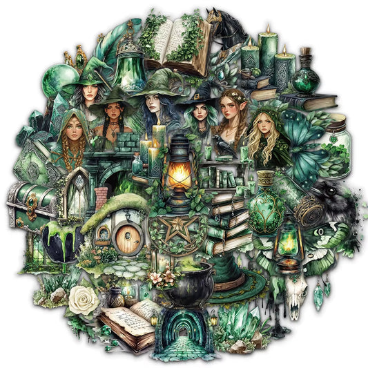 50PCS Witch of the Woods Theme Stickers Scrapbooking Collage Material Decorative Phone Case Frame DIY Waterproof Stickers