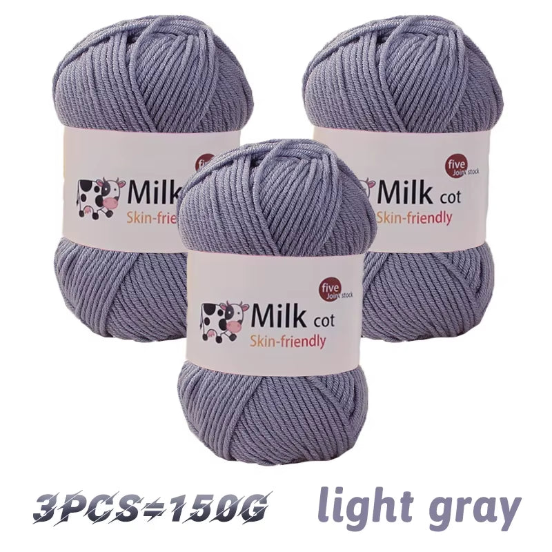 150G Milk Yarn Handmade Medium Coarse DIY Weaving Yarn Ball for Knitting Sweaters, Hats, Scarves and Other Clothing