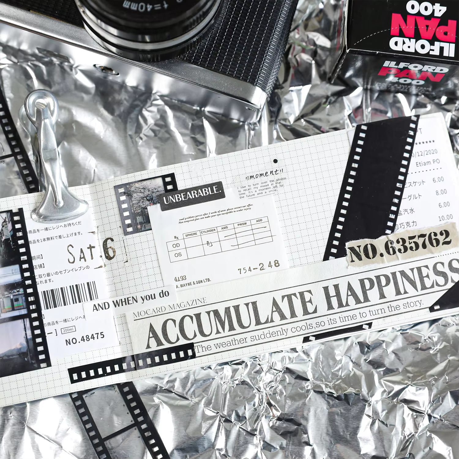 Journamm 25Mm*2M Retro Film Theme PET Tapes DIY Scrapbooking Collage Stationery Decor Journalling Materials Ins Adhesive Tapes