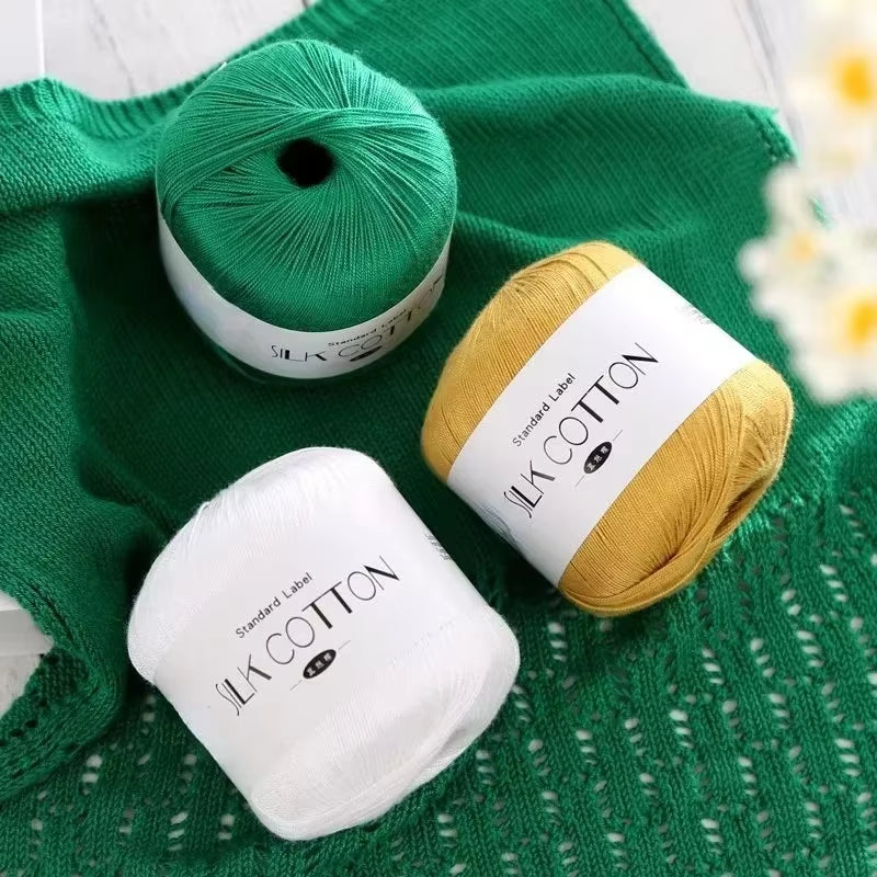 50G/Pc Silk Lace Cotton Milk Crochet Yarn Baby Hand-Knitted Warm Soft Knitting Thread for Hand Knitting Supplies Cross Stitch