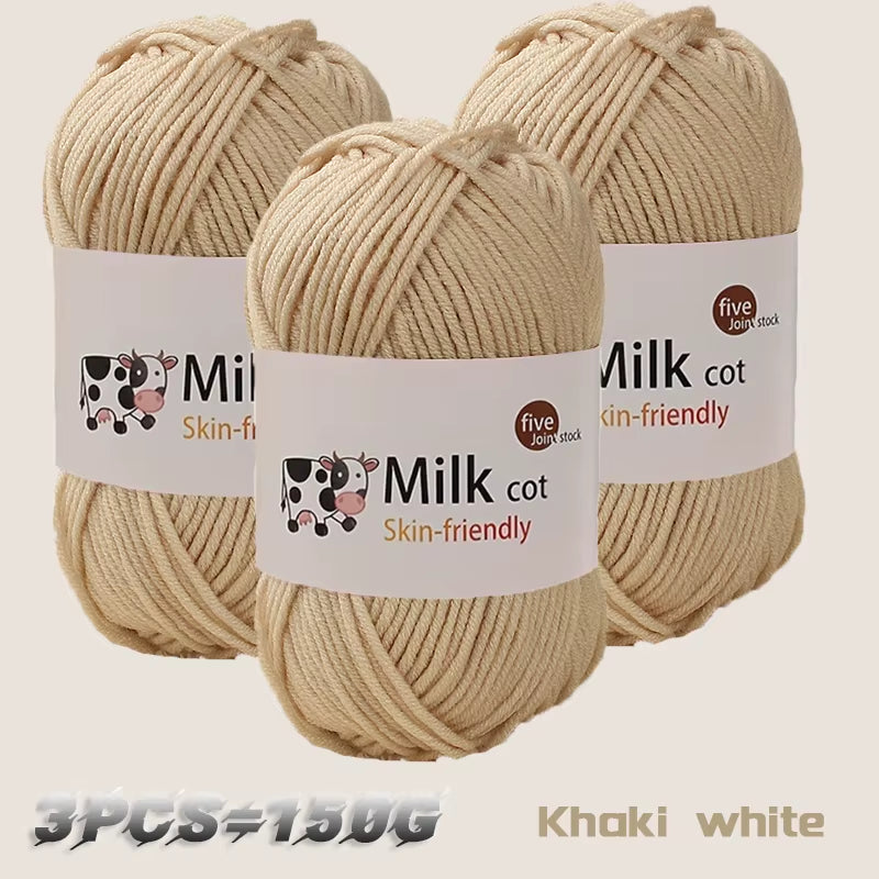 150G Milk Yarn Handmade Medium Coarse DIY Weaving Yarn Ball for Knitting Sweaters, Hats, Scarves and Other Clothing