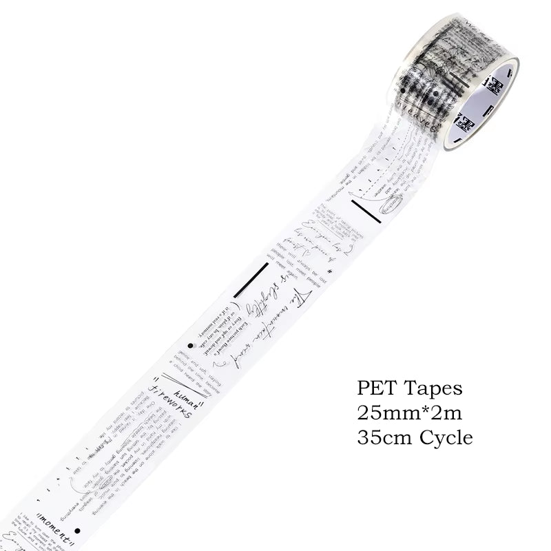 Journamm 25Mm*2M Retro Film Theme PET Tapes DIY Scrapbooking Collage Stationery Decor Journalling Materials Ins Adhesive Tapes