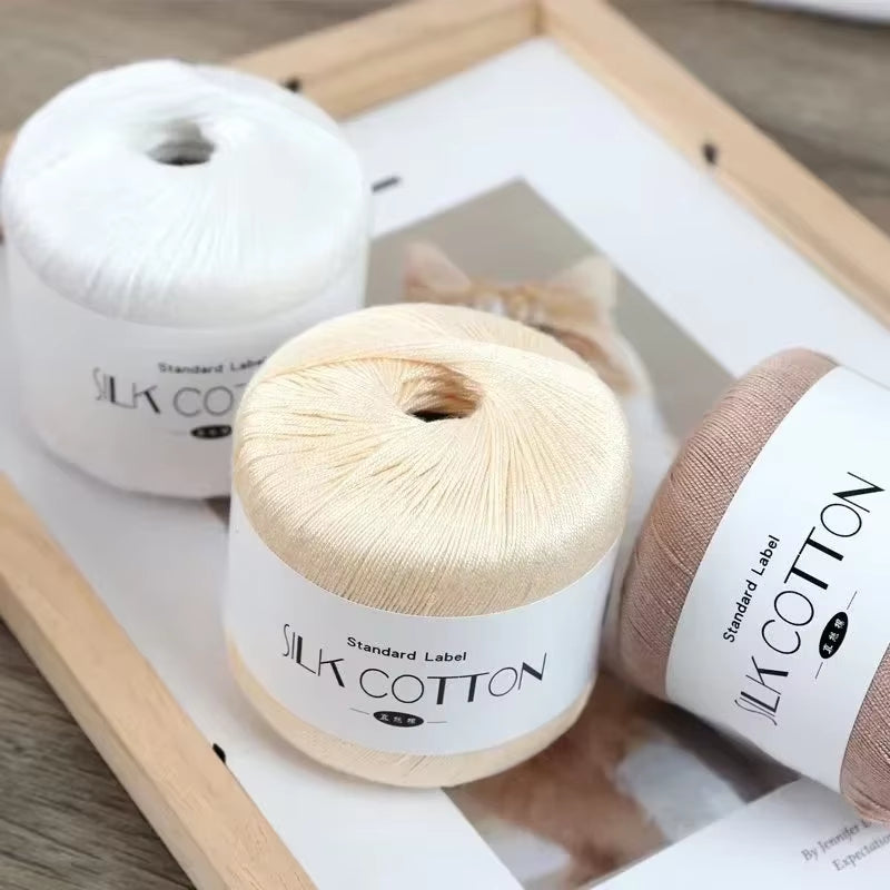 50G/Pc Silk Lace Cotton Milk Crochet Yarn Baby Hand-Knitted Warm Soft Knitting Thread for Hand Knitting Supplies Cross Stitch