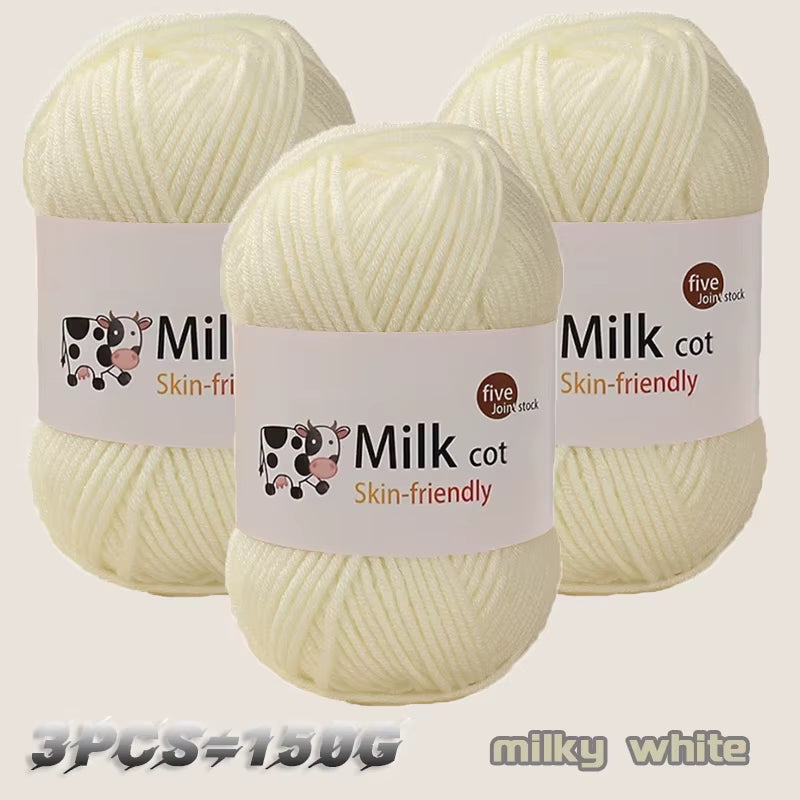 150G Milk Yarn Handmade Medium Coarse DIY Weaving Yarn Ball for Knitting Sweaters, Hats, Scarves and Other Clothing