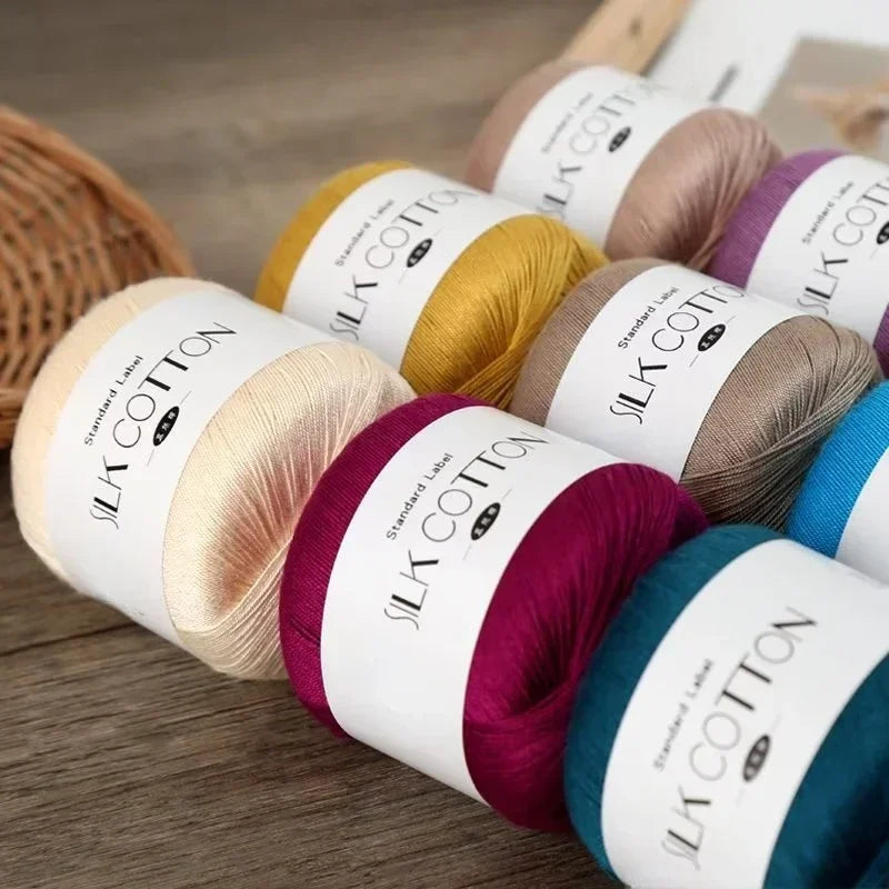 50G/Pc Silk Lace Cotton Milk Crochet Yarn Baby Hand-Knitted Warm Soft Knitting Thread for Hand Knitting Supplies Cross Stitch