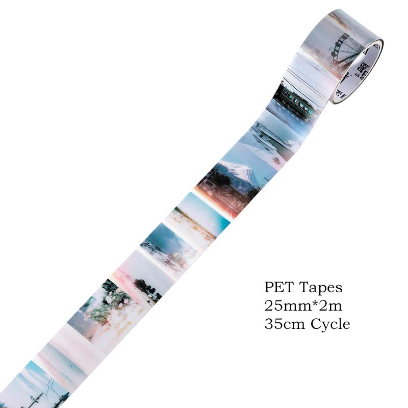 Journamm 25Mm*2M Retro Film Theme PET Tapes DIY Scrapbooking Collage Stationery Decor Journalling Materials Ins Adhesive Tapes