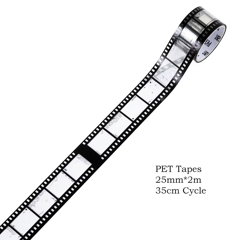 Journamm 25Mm*2M Retro Film Theme PET Tapes DIY Scrapbooking Collage Stationery Decor Journalling Materials Ins Adhesive Tapes