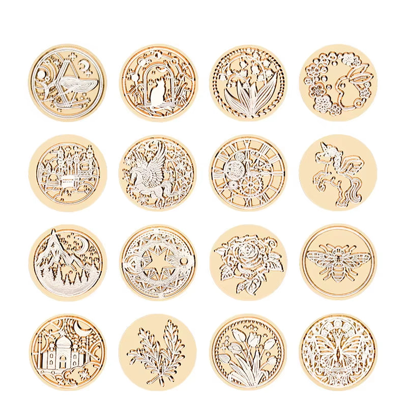 Star Sky Lotus Rose Pattern Wax Seal Stamp Retro Sealing Wax Stamp Replace Head Flowers Leaf Decorate Gift