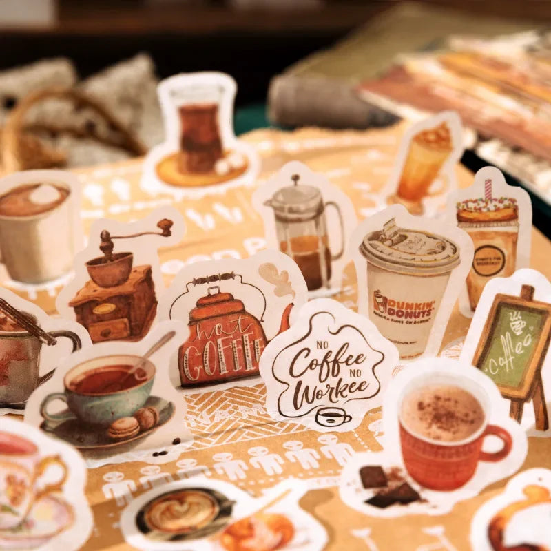 200 Pcs Vintage Stickers Material Paper Scrapbooking Set Planner Hand Made Diary Album Compilation Junk Journal Supplies
