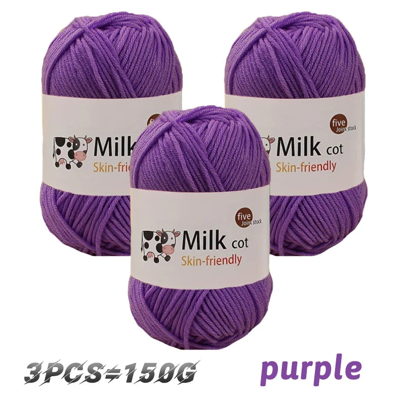 150G Milk Yarn Handmade Medium Coarse DIY Weaving Yarn Ball for Knitting Sweaters, Hats, Scarves and Other Clothing
