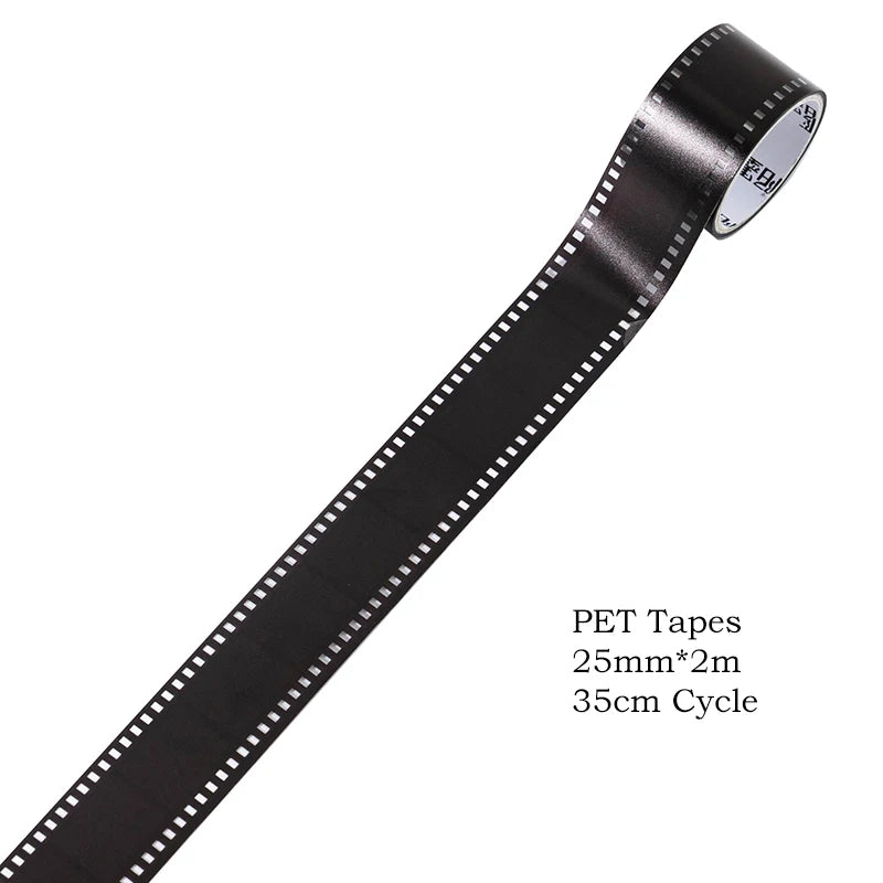 Journamm 25Mm*2M Retro Film Theme PET Tapes DIY Scrapbooking Collage Stationery Decor Journalling Materials Ins Adhesive Tapes