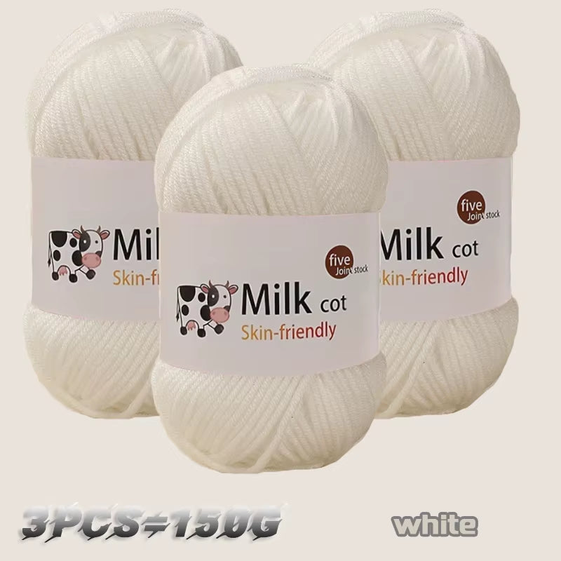 150G Milk Yarn Handmade Medium Coarse DIY Weaving Yarn Ball for Knitting Sweaters, Hats, Scarves and Other Clothing