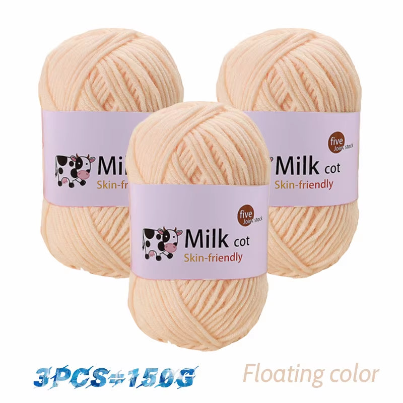 150G Milk Yarn Handmade Medium Coarse DIY Weaving Yarn Ball for Knitting Sweaters, Hats, Scarves and Other Clothing