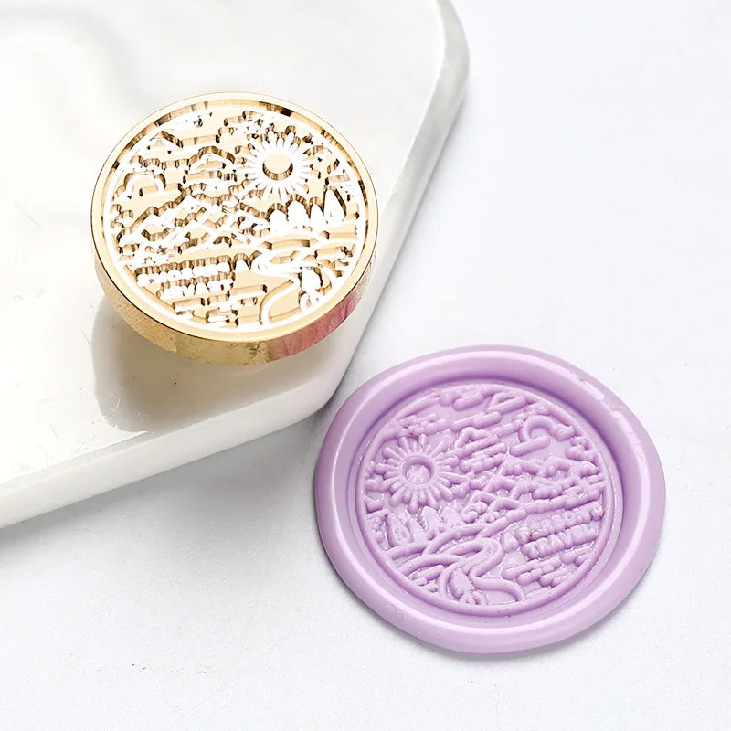 Star Sky Lotus Rose Pattern Wax Seal Stamp Retro Sealing Wax Stamp Replace Head Flowers Leaf Decorate Gift
