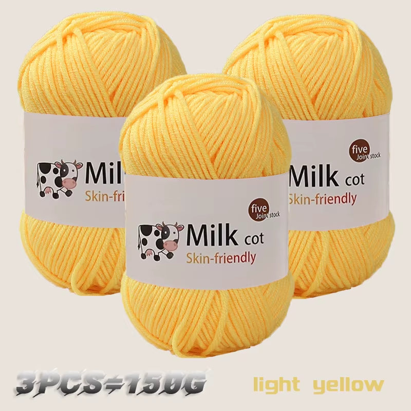 150G Milk Yarn Handmade Medium Coarse DIY Weaving Yarn Ball for Knitting Sweaters, Hats, Scarves and Other Clothing