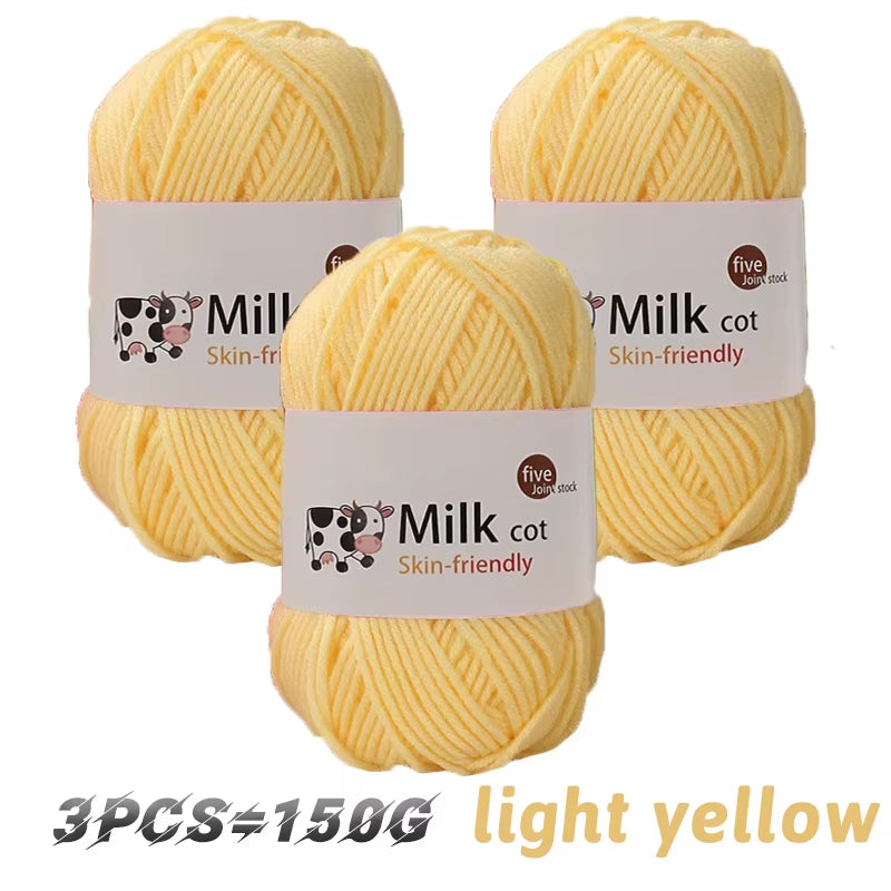 150G Milk Yarn Handmade Medium Coarse DIY Weaving Yarn Ball for Knitting Sweaters, Hats, Scarves and Other Clothing