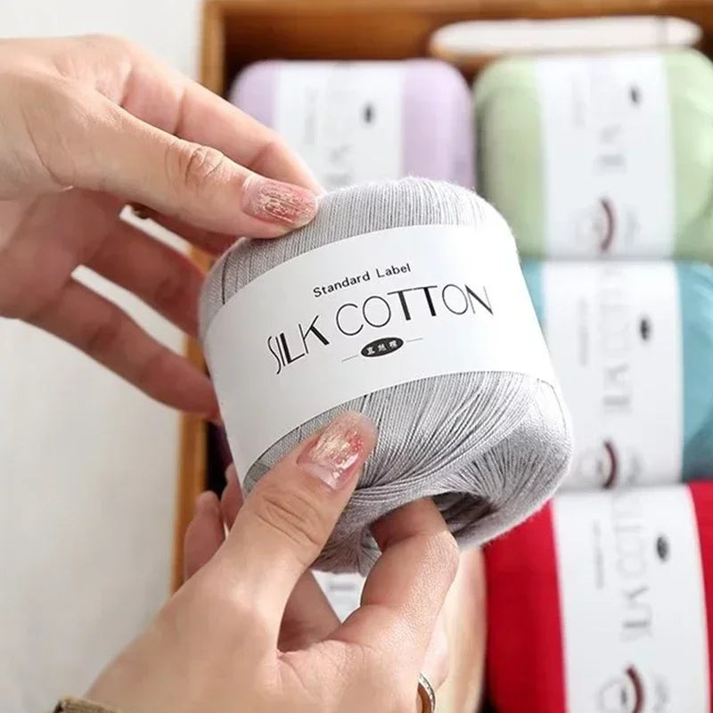 50G/Pc Silk Lace Cotton Milk Crochet Yarn Baby Hand-Knitted Warm Soft Knitting Thread for Hand Knitting Supplies Cross Stitch