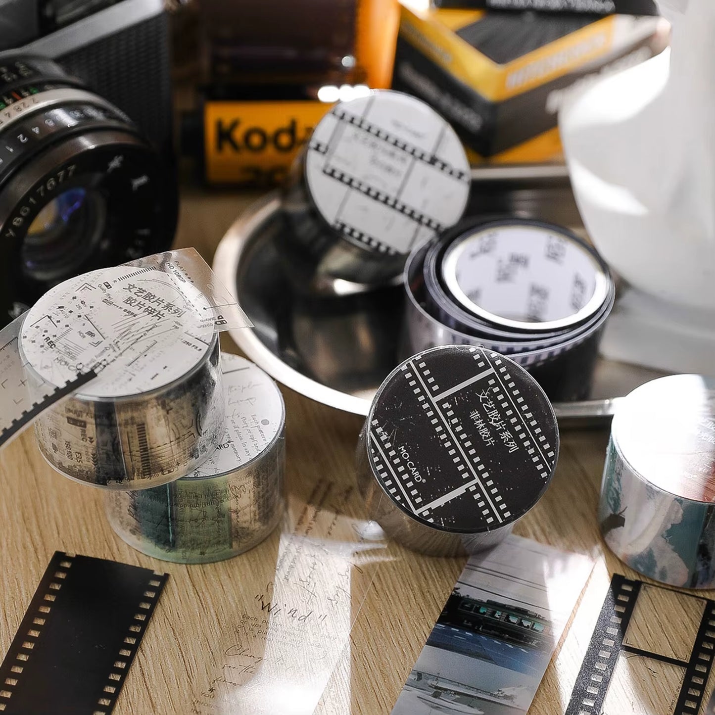 Journamm 25Mm*2M Retro Film Theme PET Tapes DIY Scrapbooking Collage Stationery Decor Journalling Materials Ins Adhesive Tapes
