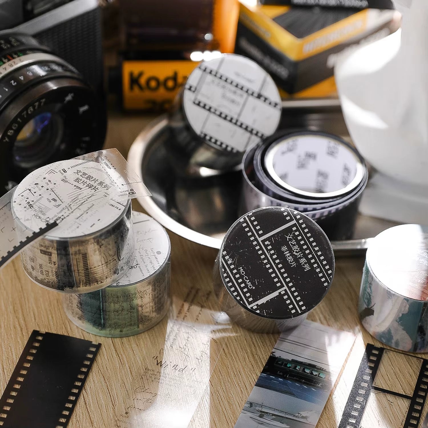 Journamm 25Mm*2M Retro Film Theme PET Tapes DIY Scrapbooking Collage Stationery Decor Journalling Materials Ins Adhesive Tapes